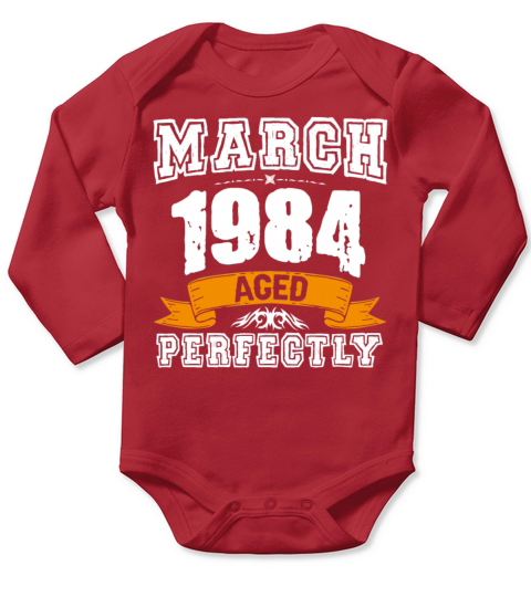 March 1984 Vintage Birthday Present Long Sleeve Baby One-Piece