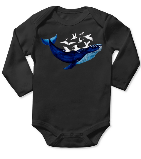 Whale and seagulls I Air and water Long Sleeve Baby One-Piece