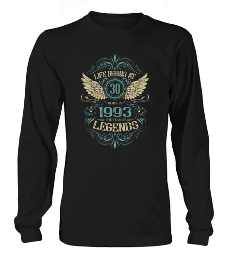30th Birthday Vintage 1993 with Angel Wings Long sleeved Unisex
