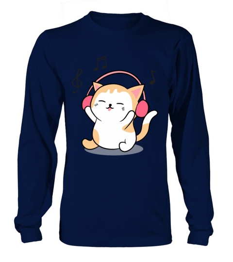 Cute Cat Listening To Music Long sleeved Unisex