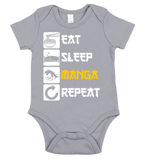 Eat Sleep Manga Repeat Short Sleeve Baby One-Piece