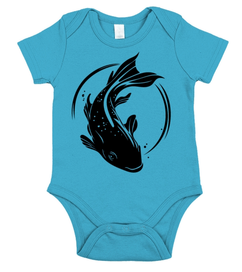 Koi Carp - Cute Vintage Carp Fish Short Sleeve Baby One-Piece