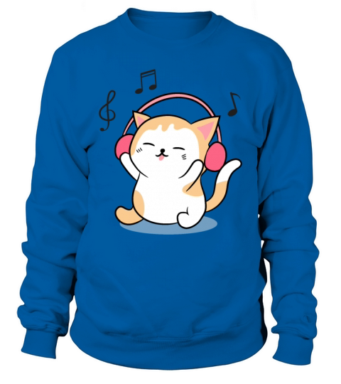 Cute Cat Listening To Music Sweatshirt Unisex