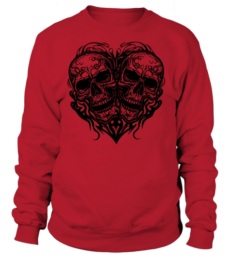 Heart Of Two Skulls Tattoo Tribal Style Sweatshirt Unisex