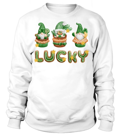 Retro Saint Patricks Day Lucky gnomes and gingerb Sweatshirt Unisex