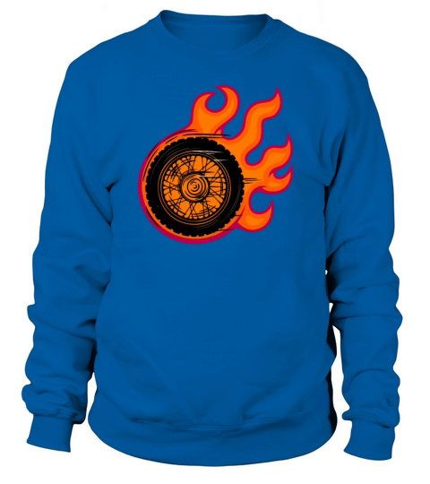Vintage Flame With Motorcycle Tire Biker Sweatshirt Unisex