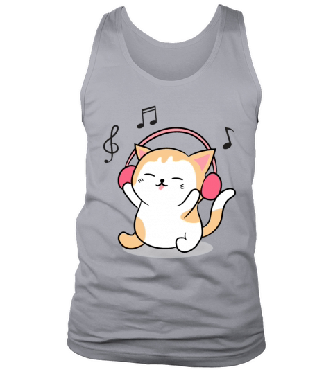 Cute Cat Listening To Music Tank Top Unisex