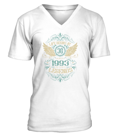 30th Birthday Vintage 1993 with Angel Wings V-Neck T-shirt