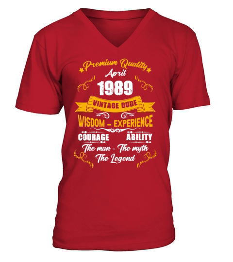 April 1989 Vintage Birthday Present V-Neck T-shirt