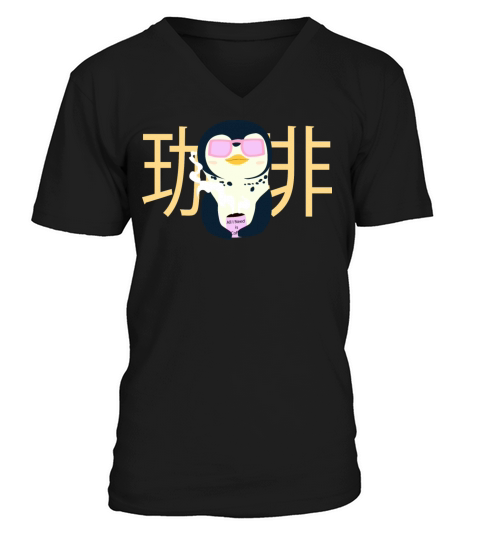 Coffee Lovers Vintage cute penguin with sunglasses V-Neck T-shirt