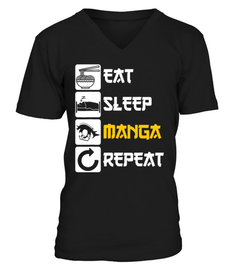 Eat Sleep Manga Repeat V-Neck T-shirt