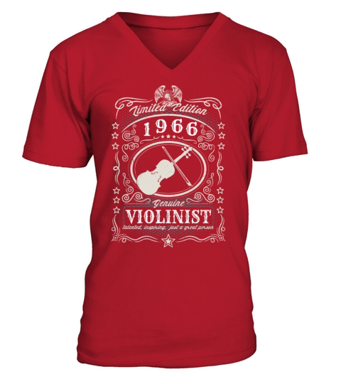 Vintage 1966 Violinist Birthday Gift Violin Player V-Neck T-shirt