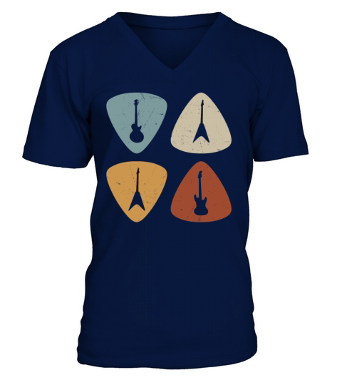Vintage Guitar Plectrum Musician V-Neck T-shirt