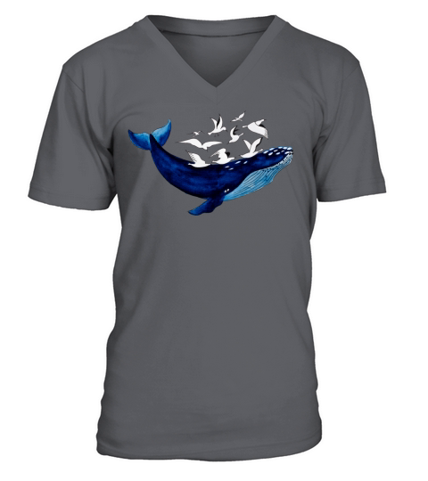 Whale and seagulls I Air and water V-Neck T-shirt