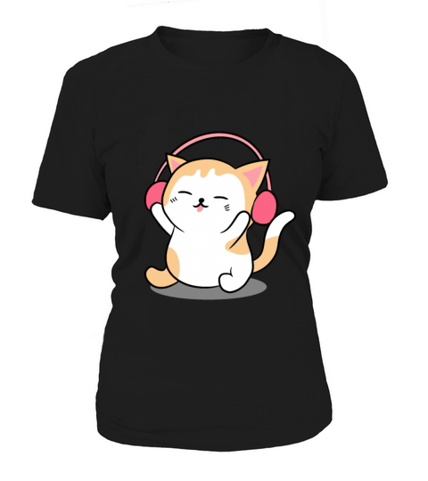 Cute Cat Listening To Music Women's T-Shirt