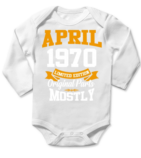 April 1970 Vintage Birthday Present Long Sleeve Baby One-Piece
