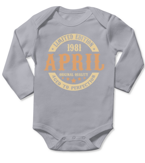 April 1981 Vintage Birthday Present Long Sleeve Baby One-Piece