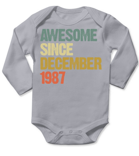 Groovy Awesome Since December 1987 Vintage Gift Long Sleeve Baby One-Piece