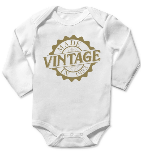 Vintage 1983 Birthday Sayings Long Sleeve Baby One-Piece