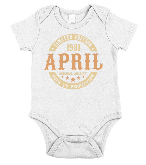 April 1981 Vintage Birthday Present Short Sleeve Baby One-Piece