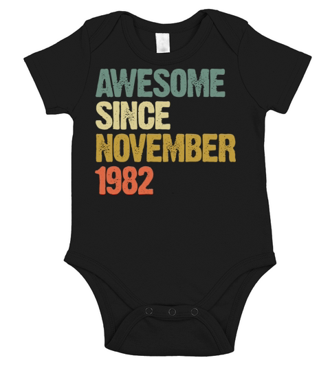 Awesome Since November 1982 Retro Vintage Gift Short Sleeve Baby One-Piece