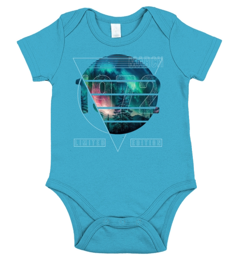 Limited Edition 1972 March Birthday Polar Lights Short Sleeve Baby One-Piece