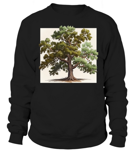 Elegant Watercolor Oak Tree Design Sweatshirt Unisex
