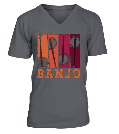 Banjo Acoustic Musical Instrument Loves Folk Music V-Neck T-shirt