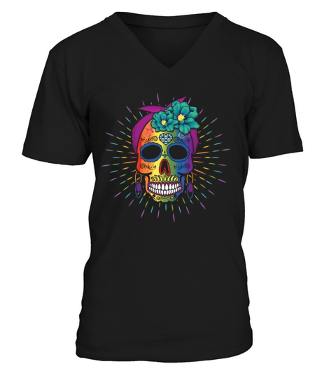 El Dia De Los Muertos LGBTQ LGBT Pride Month V-Neck T-shirt