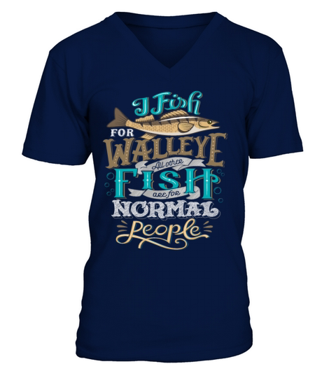 Funny Walleye Hunting Vintage Look V-Neck T-shirt