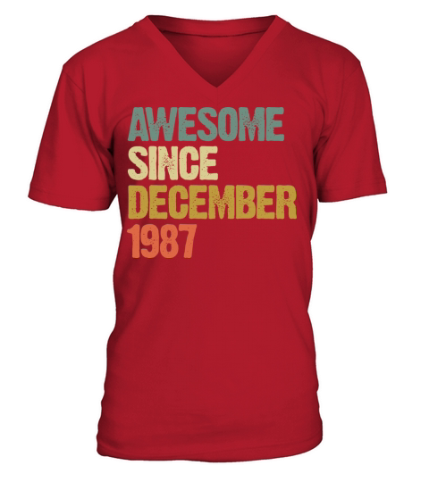 Groovy Awesome Since December 1987 Vintage Gift V-Neck T-shirt