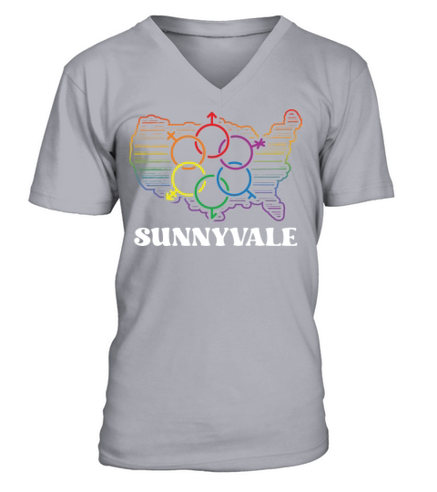 Sunnyvale Pride Flag Pride Month LGBTQ Flag LGBT C V-Neck T-shirt