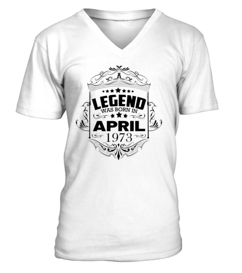 Vintage 73rd birthday design birth month April V-Neck T-shirt
