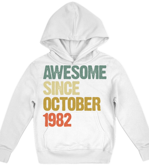 Awesome Since October 1982 Retro Vintage Gift Kids Hoodie