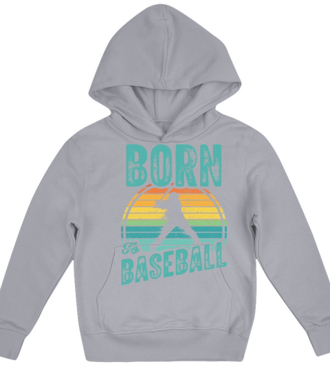 Born To Baseball With Vintage Retro Color Kids Hoodie