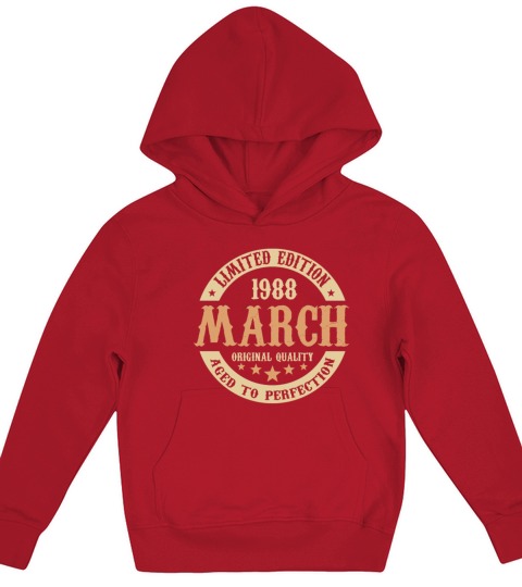 March 1988 Vintage Birthday Present Kids Hoodie