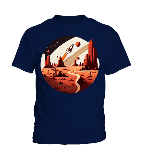 Vintage Space Science Mars Fiction Geek Solar Kids T-Shirt