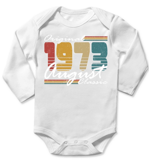 50th birthday august 1973 original 1973 Long Sleeve Baby One-Piece