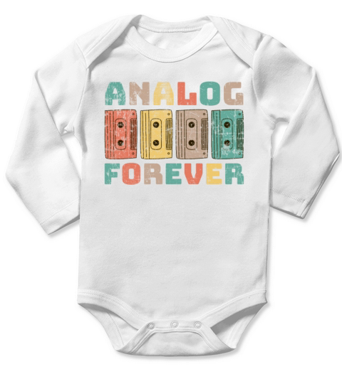 Analog Forever Cassette Tapes Long Sleeve Baby One-Piece
