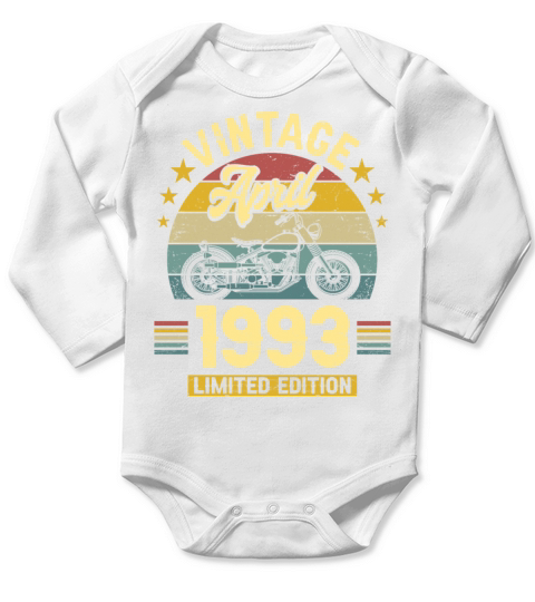 April 1993 30 Years Old Vintage 30th Birthday Long Sleeve Baby One-Piece