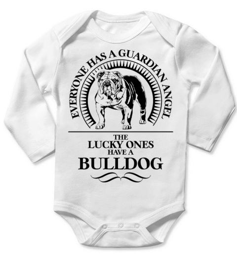 British Bulldog Guardian Angel Dog quote Long Sleeve Baby One-Piece