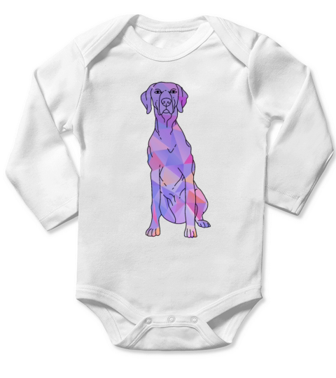 Colorful Weimaraner Long Sleeve Baby One-Piece