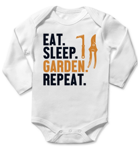 Eat Sleep Garden Repeat Gardener Horticulture Long Sleeve Baby One-Piece