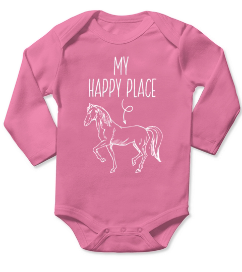 My Happy Place Horse Lover Gifts Horseback Ridingr Long Sleeve Baby One-Piece