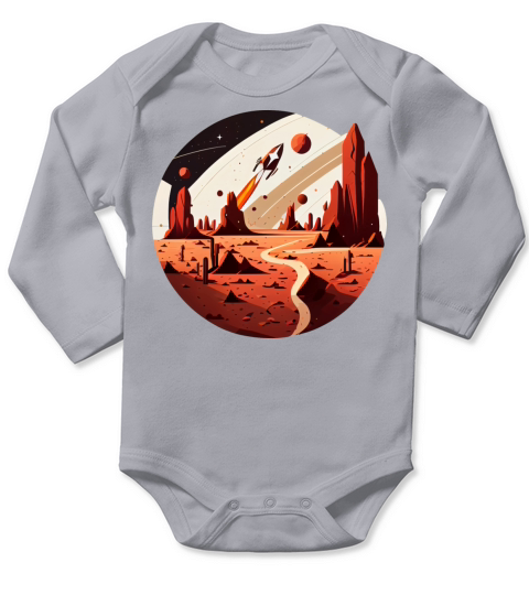 Vintage Space Science Mars Fiction Geek Solar Long Sleeve Baby One-Piece