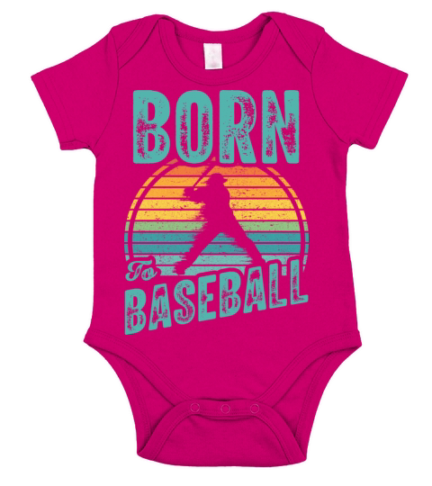 Born To Baseball With Vintage Retro Color Short Sleeve Baby One-Piece