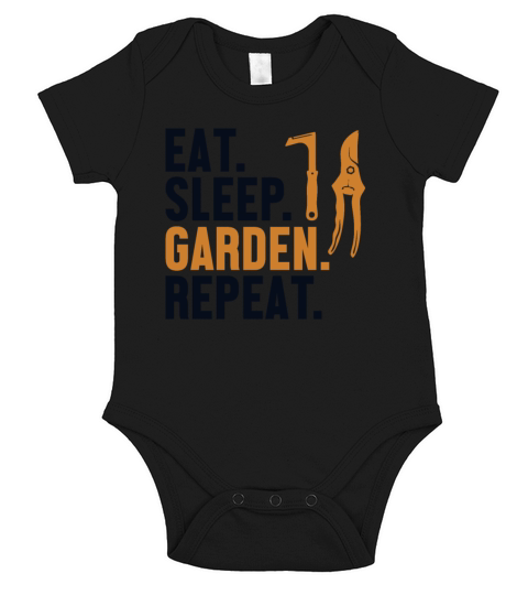 Eat Sleep Garden Repeat Gardener Horticulture Short Sleeve Baby One-Piece