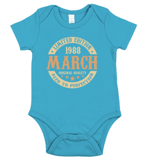March 1988 Vintage Birthday Present Short Sleeve Baby One-Piece