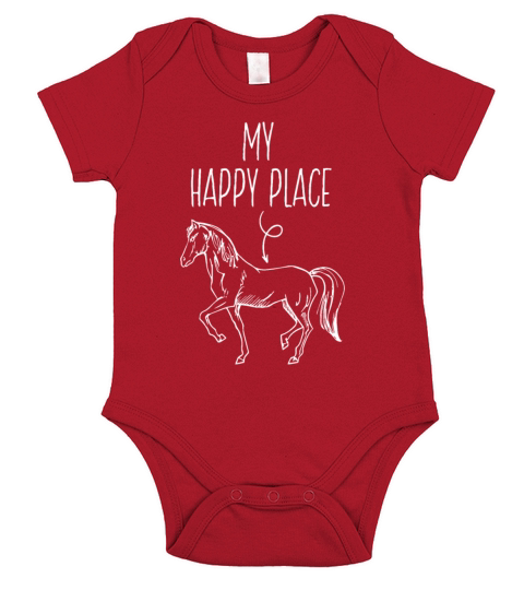 My Happy Place Horse Lover Gifts Horseback Ridingr Short Sleeve Baby One-Piece