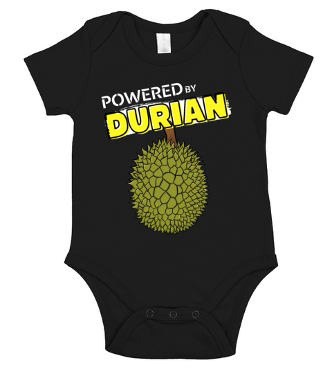Powered by Durian funny durian meme gift Short Sleeve Baby One-Piece